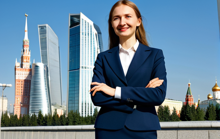 **

A professional businesswoman in Moscow, fully clothed in a stylish yet modest business suit (skirt or pants are both acceptable), standing confidently in front of the Moscow City skyscrapers. The background features a clear, sunny day.  She has a friendly, approachable expression. Perfect anatomy, correct proportions, well-formed hands, proper finger count, natural pose, professional photography, high quality, safe for work, appropriate content, professional, modest.

**