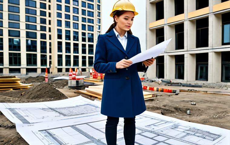 **

"A professional female architect, fully clothed in a stylish yet modest business casual outfit, reviewing blueprints on a construction site in Moscow, Russia, safe for work, appropriate content, perfect anatomy, natural proportions, professional setting, family-friendly, high quality."

**