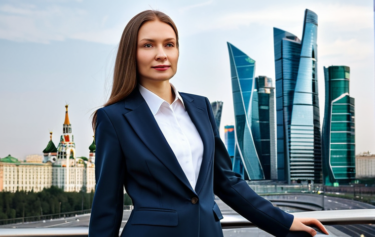 스토리텔러가 준비하는 프리젠테이션 팁 - **
"A confident businesswoman in a stylish, modest business suit, standing in front of the Moscow C...