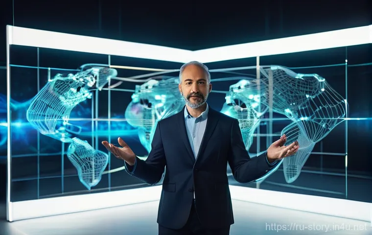 스토리텔러 자격증 중점 과목 분석 - **Prompt: Digital Storytelling Across Modern Platforms**
    A dynamic, eye-level shot of a non-bina...