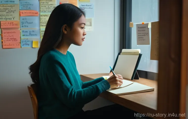 스토리텔러 실기 시험 합격을 위한 준비 팁 - **Prompt:** "A young woman, dressed in a comfortable yet stylish long-sleeved sweater and dark trous...