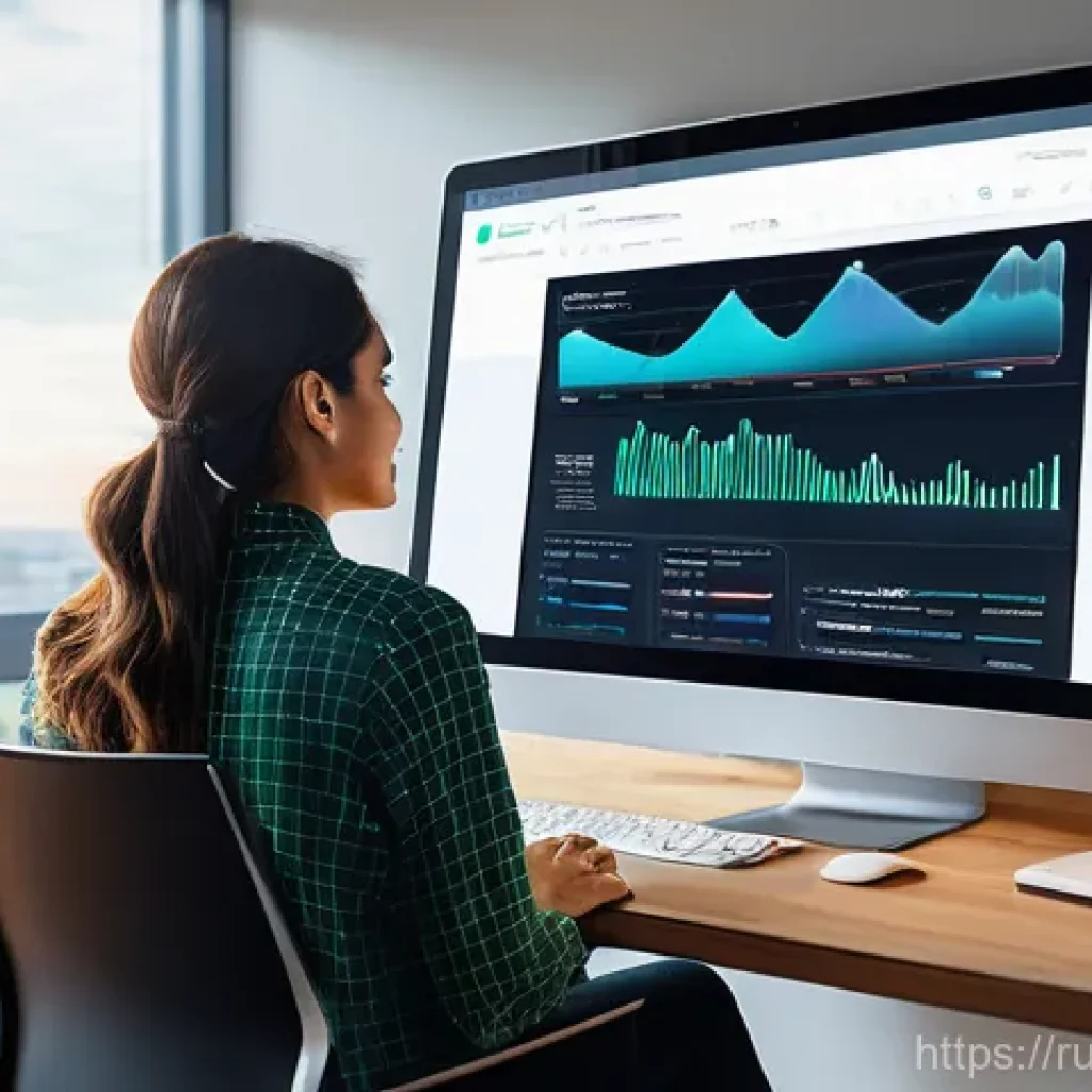 스토리텔러가 주목해야 할 콘텐츠 마케팅 동향 - A fully clothed young content creator, a woman in her late 20s, with a warm smile, is seated at a mo...