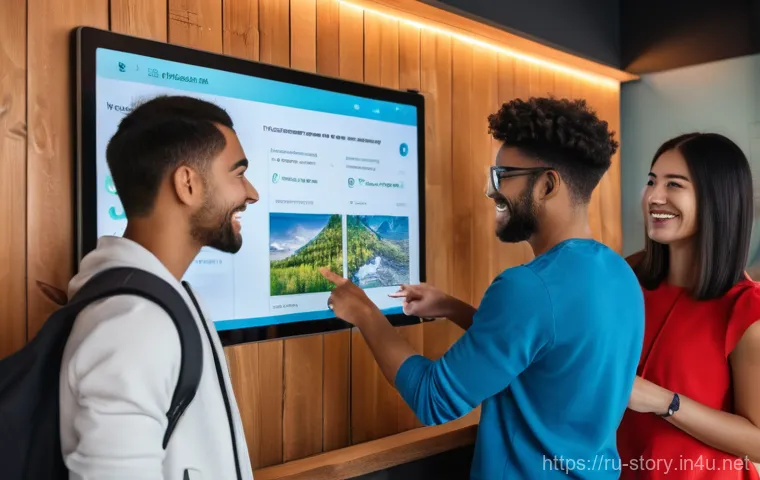 스토리텔러가 주목해야 할 콘텐츠 마케팅 동향 - A fully clothed young content creator, a woman in her late 20s, with a warm smile, is seated at a mo...