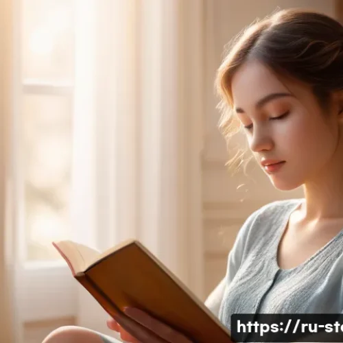 Home 32 스토리텔러 직업을 선택한 이유 - A serene and thoughtful young woman, around 20 years old, dressed in comfortable, modest clothing, i...