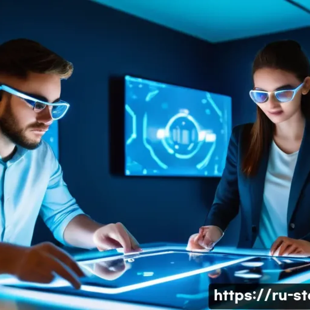 스토리텔러 관련 산업 트렌드 및 전망 - A futuristic digital storytelling workshop scene set in a modern Russian tech hub, featuring a diver...