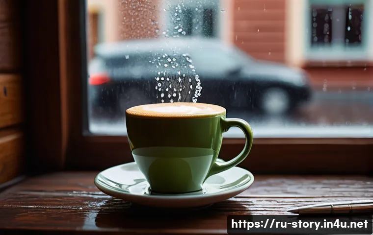 스토리텔러 실무 교육 과정 - A warm, inviting coffee shop interior during a rainy afternoon in Moscow, with soft natural light fi...
