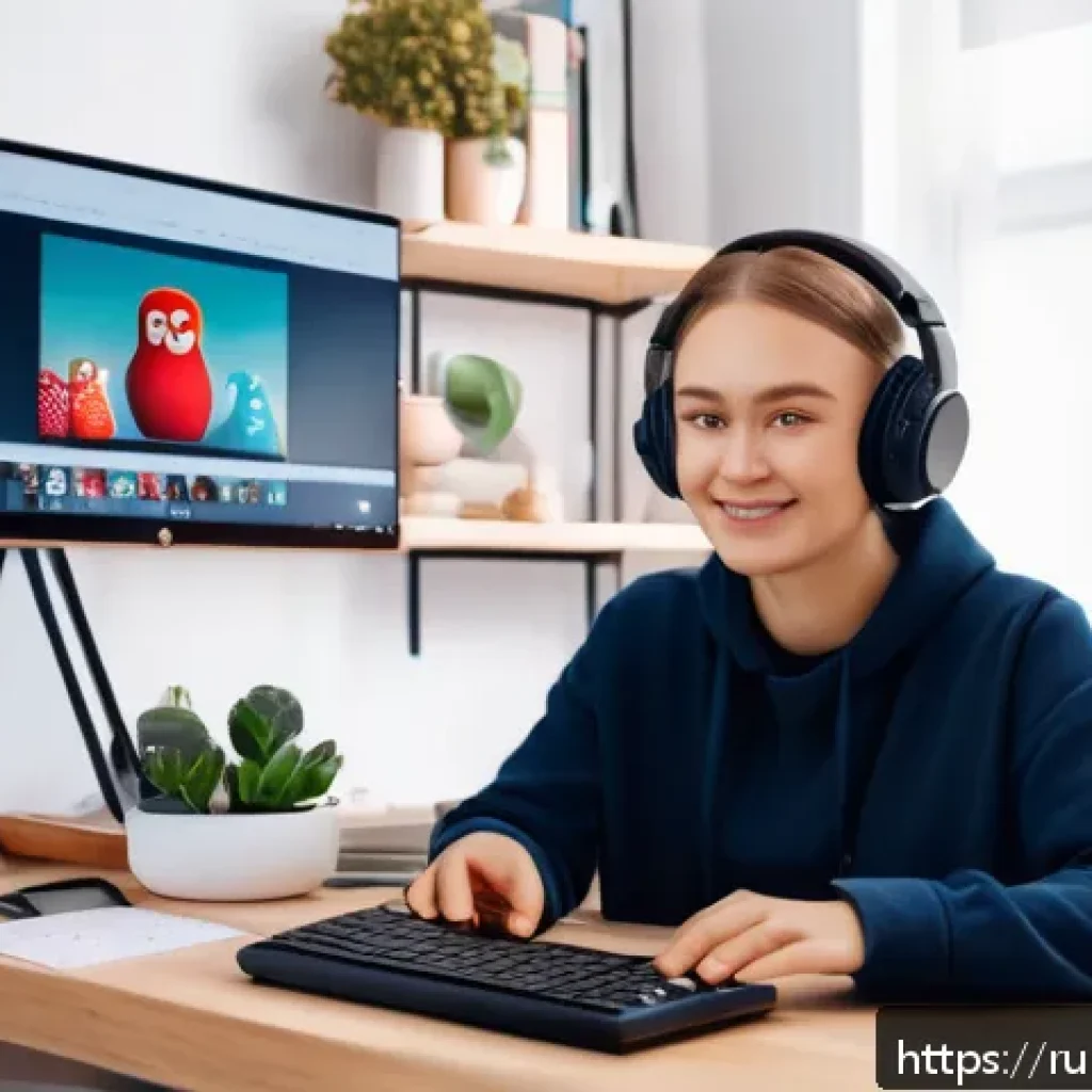 스토리텔러 직업과 관련된 다양한 성장 가능성 분석 - A modern digital storytelling workspace featuring a young Russian content creator sitting at a sleek...