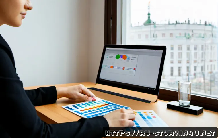Home 17 스토리텔러가 알아야 할 데이터 스토리텔링 - Photorealistic editorial scene of a Russian data storyteller at a clean modern desk in Moscow, thoug...