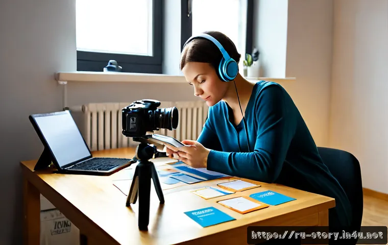 Home 17 스토리텔러 관련 직업의 성장 전망과 기술적 요구 - Photorealistic modern storytelling professional in a bright Moscow creative studio, a Russian woman ...